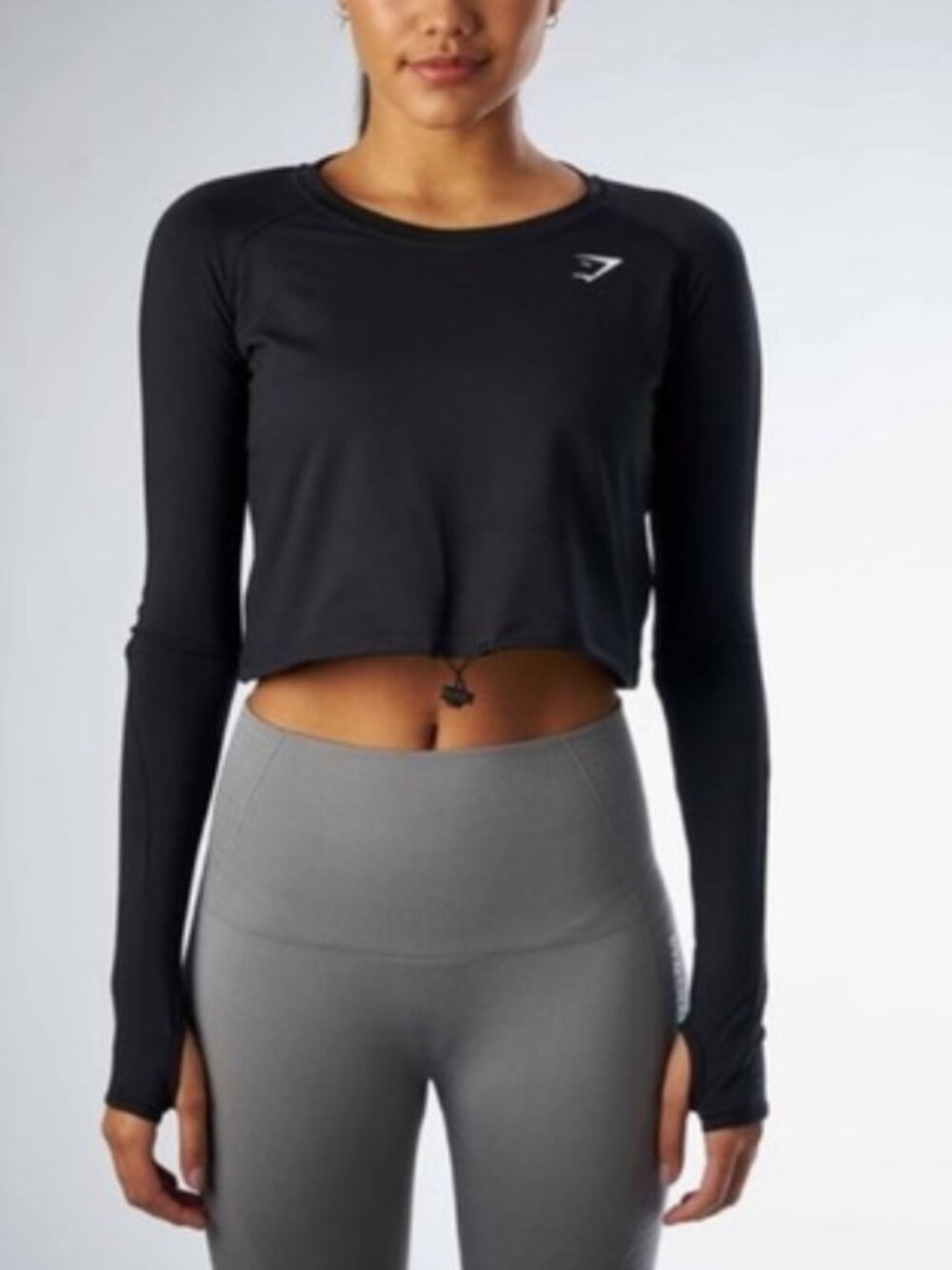 Gymshark Drawstring Crop Top Black Size Medium - image 1